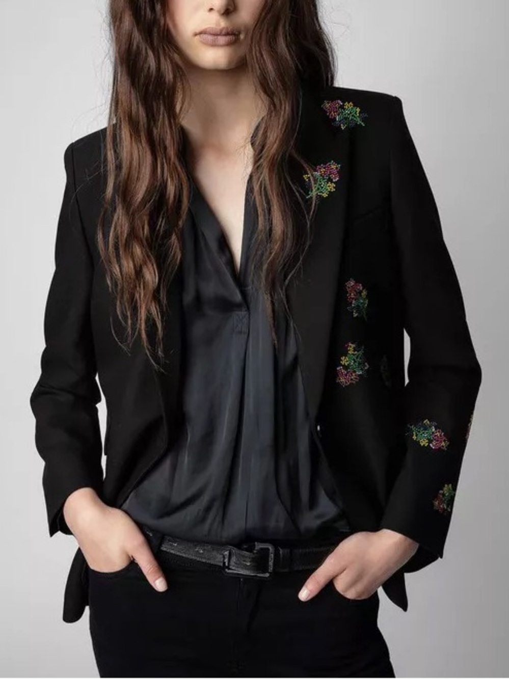 Zadig & Voltaire Venus Diamanté Flower Blazer Size 36 US Women’s Small S
